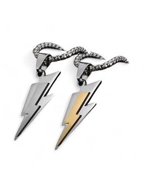 Bold Stainless Steel Lightning Bolt Pendant Necklace #1522